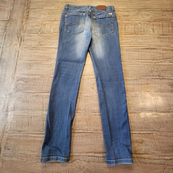 Lucky Brand Girls Jeans Sz 14 Zoe Jegging Style Distressed Stretch Patch Work - Picture 11 of 12
